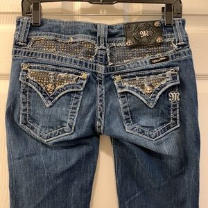 MISS ME JEANS SZ 28 BOOT (missing brad on tag) JEWELED (waist 16”)